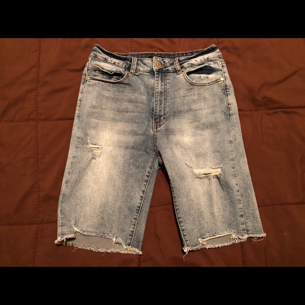 Light-Wash Denim Bermuda Shorts